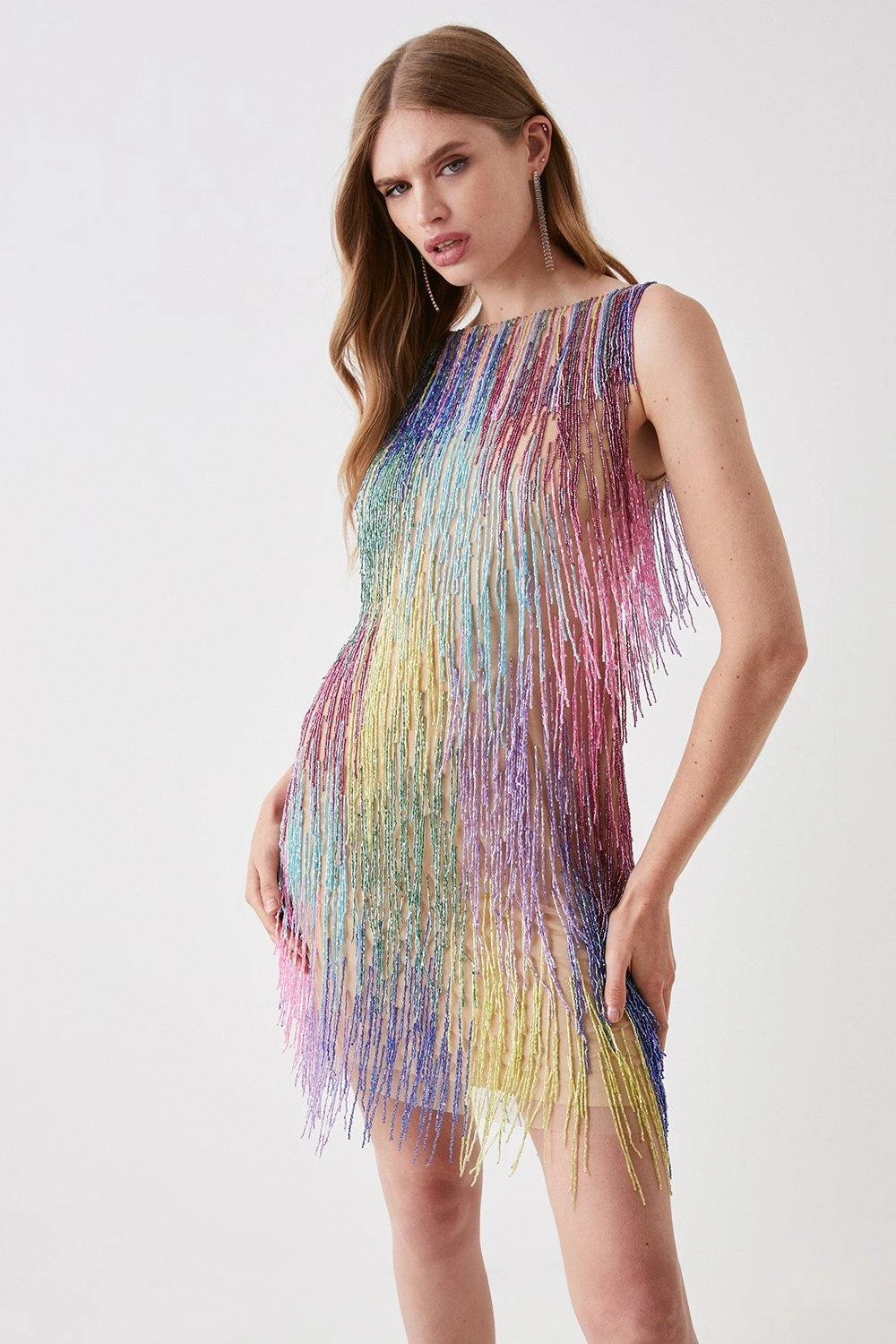 Coast Mini Rainbow Embellished Fringe Dress 1 Coast Mini Rainbow Embellished Fringe Dress