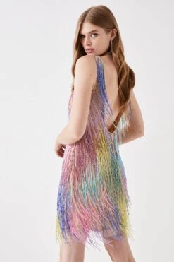 Coast Mini Rainbow Embellished Fringe Dress 6 Coast Mini Rainbow Embellished Fringe Dress -Coast bcc05823 multi xl 2