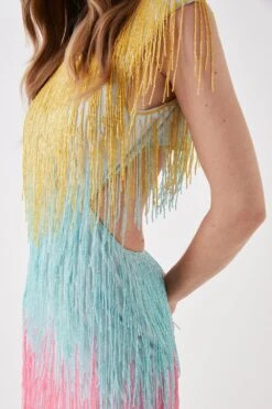 Coast Beaded Fringe Colourblock Mini Dress -Coast bcc05824 multi xl 3