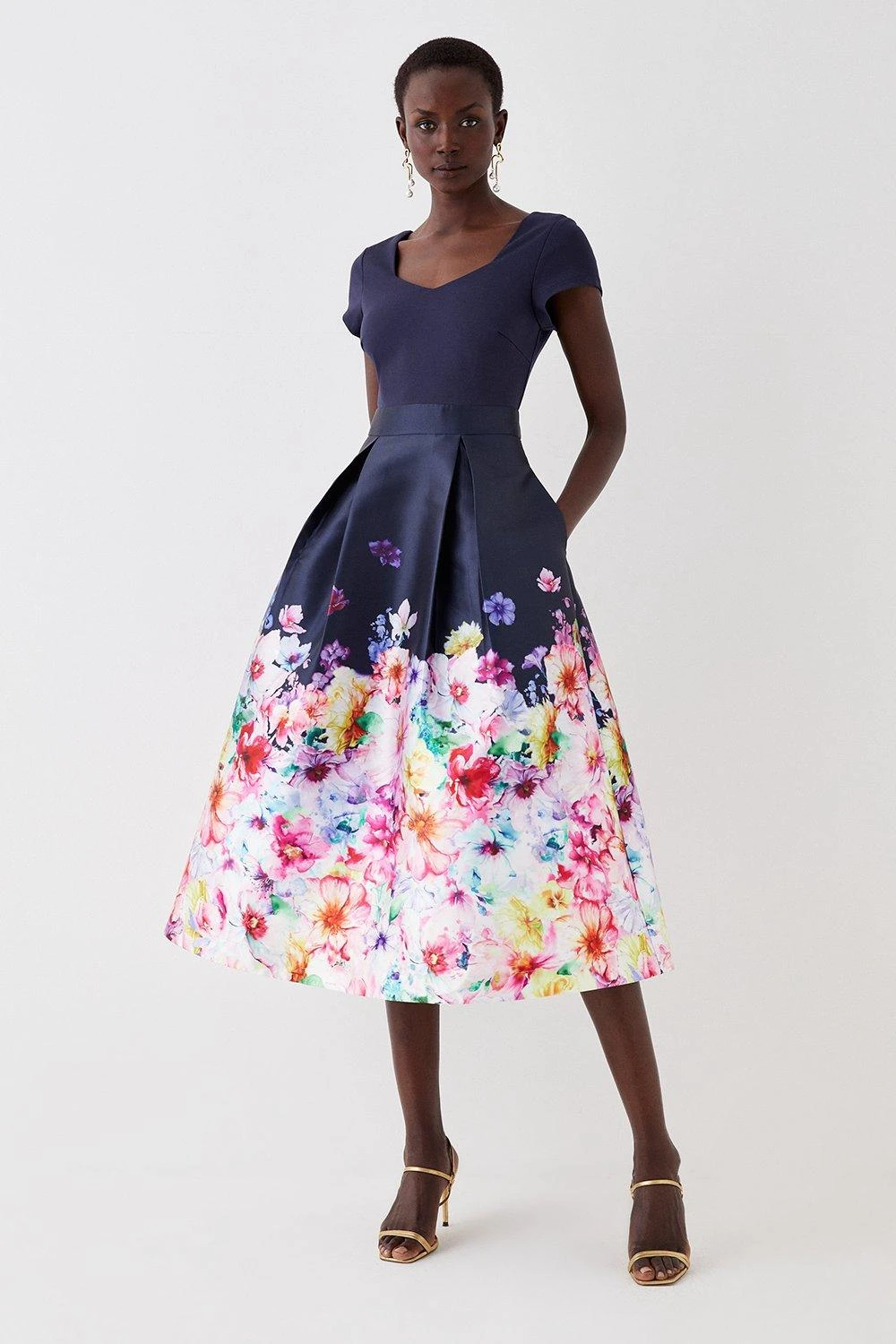 Coast Midi Dress With Ponte Top 2 In 1 Twill Skirt 1 Coast Midi Dress With Ponte Top 2 In 1 Twill Skirt