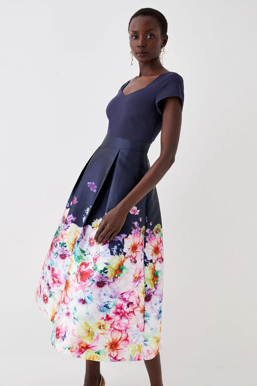 Coast Midi Dress With Ponte Top 2 In 1 Twill Skirt 2 Coast Midi Dress With Ponte Top 2 In 1 Twill Skirt - Image 2