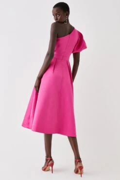 Coast One Shoulder Puff Sleeve Twill Midi Dress -Coast bcc05828 pink xl 2