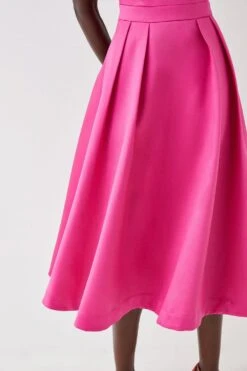 Coast One Shoulder Puff Sleeve Twill Midi Dress -Coast bcc05828 pink xl 3