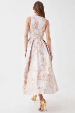 Coast Cross Front Jacquard Midi Dress -Coast bcc05832 gold xl 2