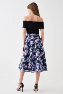 Coast Ponte Top Organza Skirt Midi Dress -Coast bcc05853 black xl 2