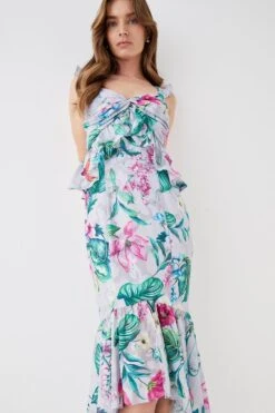 Coast Twist Front Georgette Jacquard Midi Dress -Coast bcc05857 grey xl 3