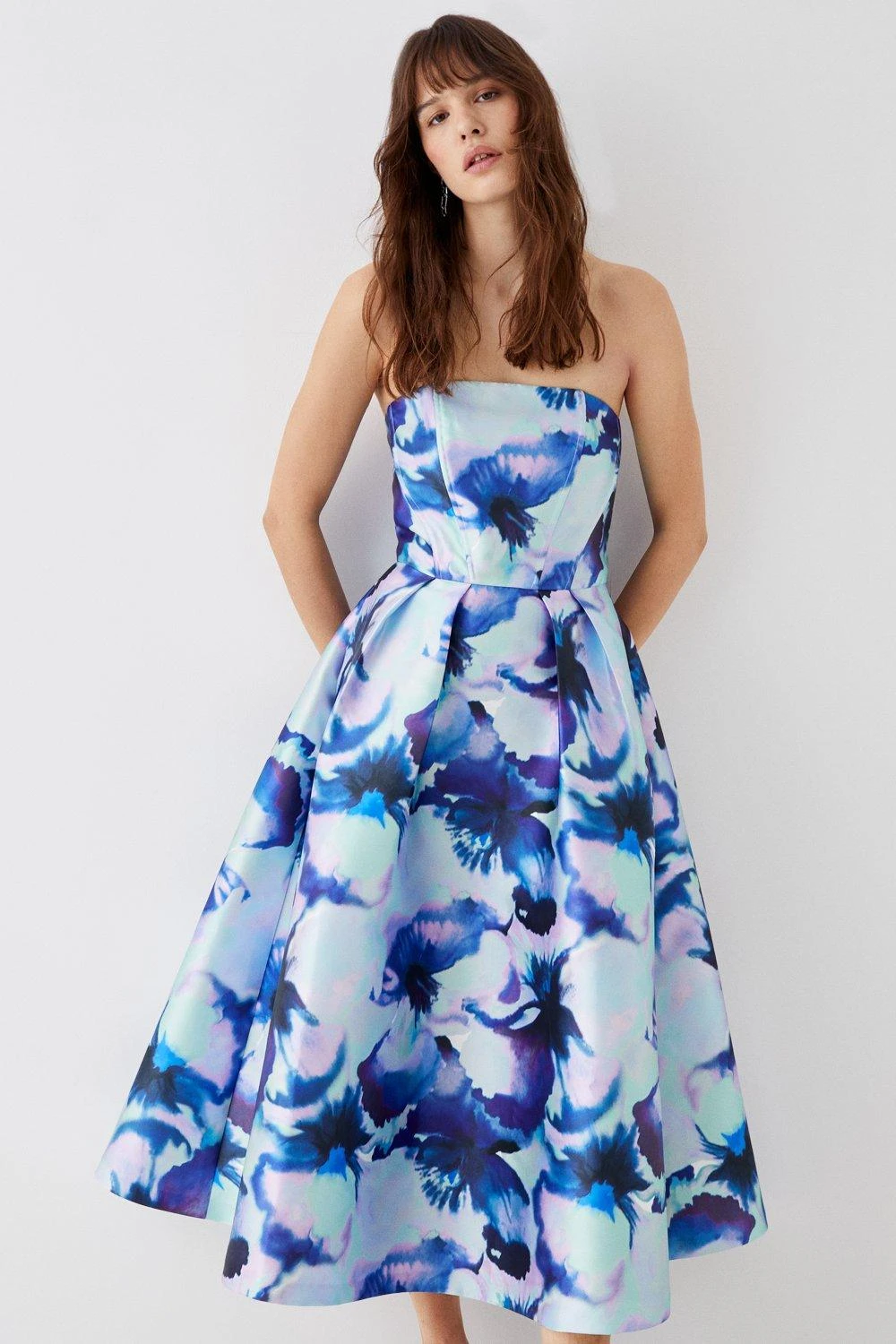 Coast Satin Twill Strapless Midi Dress 3 Coast Satin Twill Strapless Midi Dress - Image 3