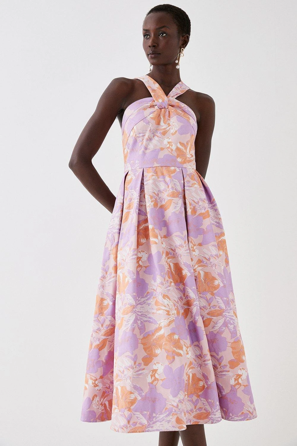 Coast Knot Neck Jacquard Midi Dress 1 Coast Knot Neck Jacquard Midi Dress