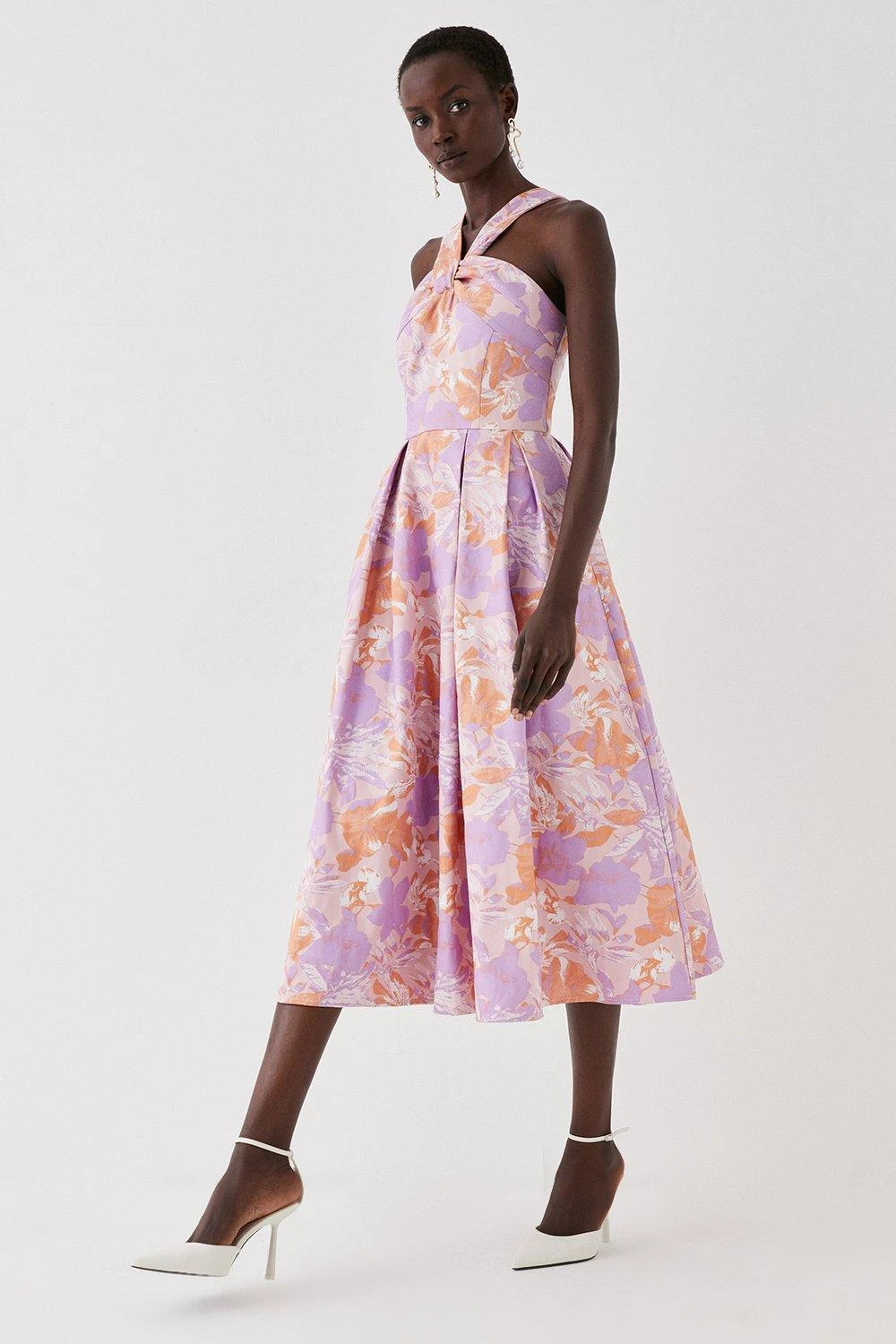 Coast Knot Neck Jacquard Midi Dress 2 Coast Knot Neck Jacquard Midi Dress - Image 2