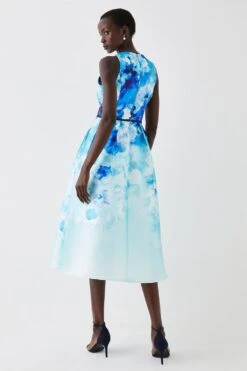 Coast Plunge Neck Midi Dress With Bow Waist -Coast bcc05881 blue xl 2