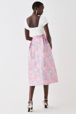 Coast 2 In 1 Midi Dress With Ponte Top & Jacquard Skirt -Coast bcc05884 pink xl 2