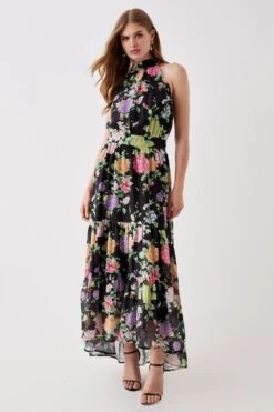 Coast 28 Coast Halter Neck Tiered Skirt Midi Dress