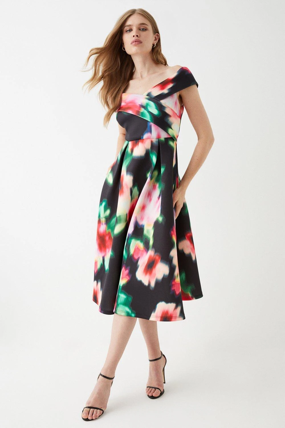 Coast Scuba Bardot Printed Midi Dress 1 Coast Scuba Bardot Printed Midi Dress