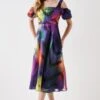 Coast Georgette Jacquard Puff Sleeve Midi Dress