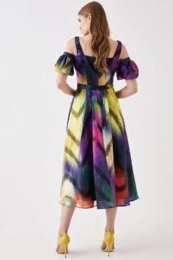 Coast Georgette Jacquard Puff Sleeve Midi Dress -Coast bcc05954 multi xl 2