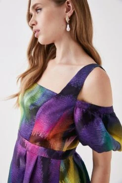 Coast Georgette Jacquard Puff Sleeve Midi Dress -Coast bcc05954 multi xl 3